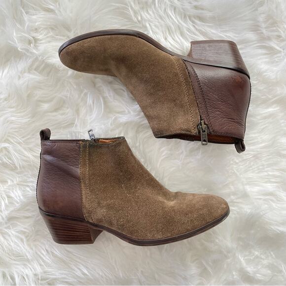 Madewell | Womens The Cait Ankle Boot Bootie Suede & Leather Brown & Tan Pointed - Picture 1 of 8